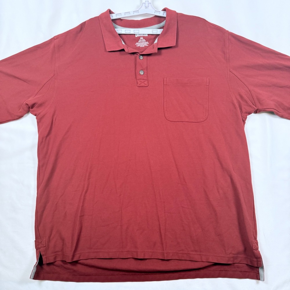 Duluth Trading Co. Mens Long Sleeve Polo Shirt 2XL Cotton Blend Burgundy